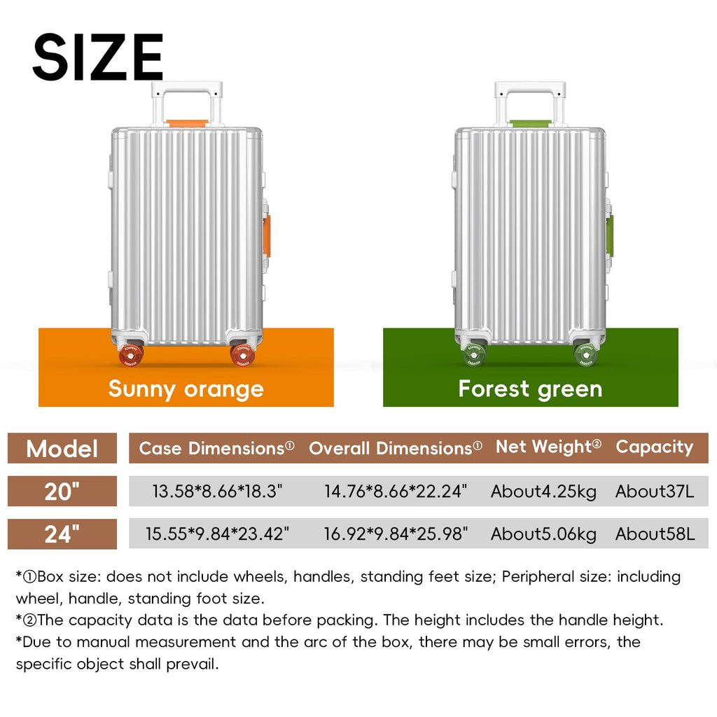 ROAMING 20 Inch Carry-On Luggage Durable All Aluminum Hardshell Suitcase - Zipperless Luggages Airline Approved with 360° Spinner Wheels, TSA Lock USB Port, Smart Organizational Pockets