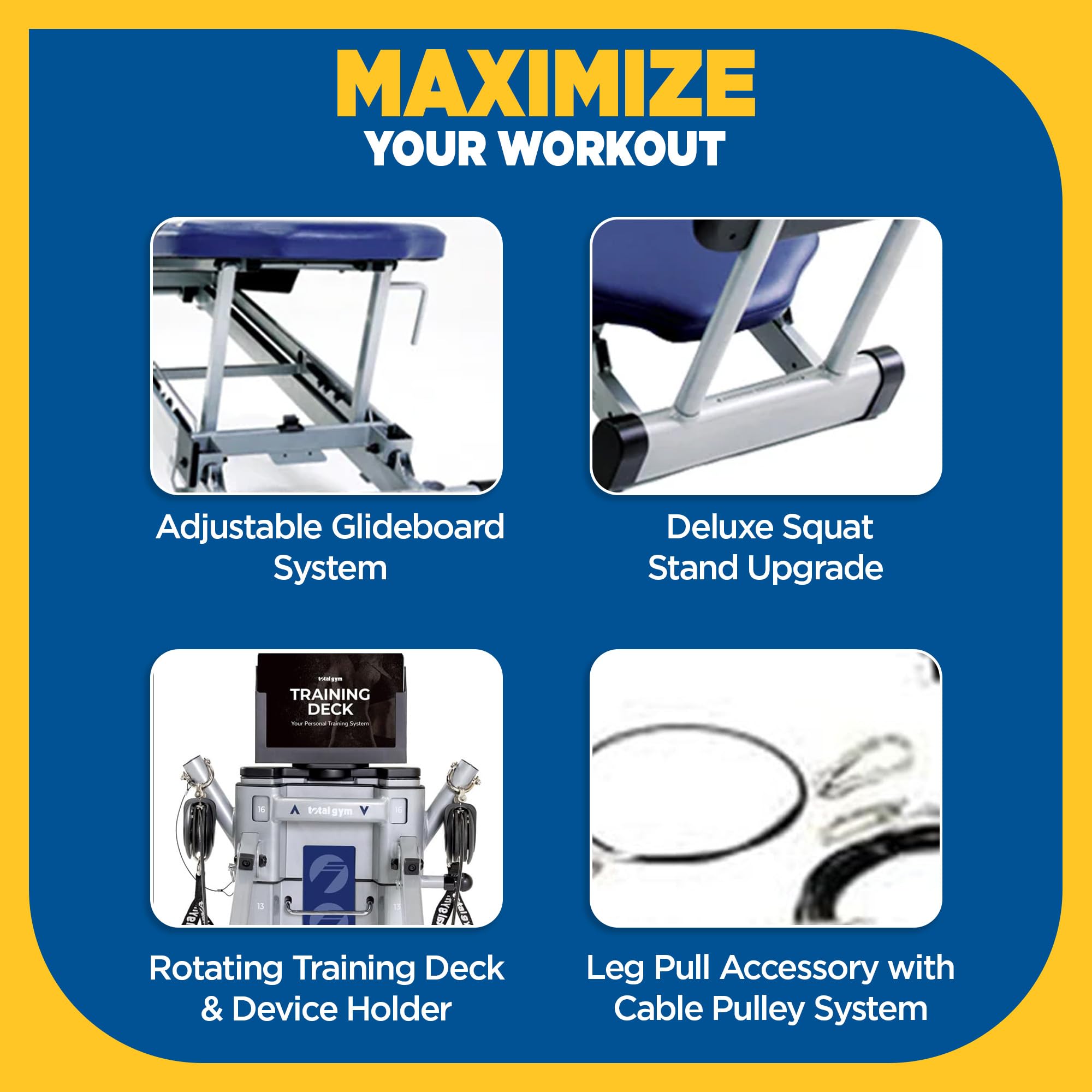 Total Gym Evolve, Incline Bodyweight Training Home Exercise Machine w/ Adjustable Glideboard, 16 Levels of Resistance, & Deluxe Squat Stand