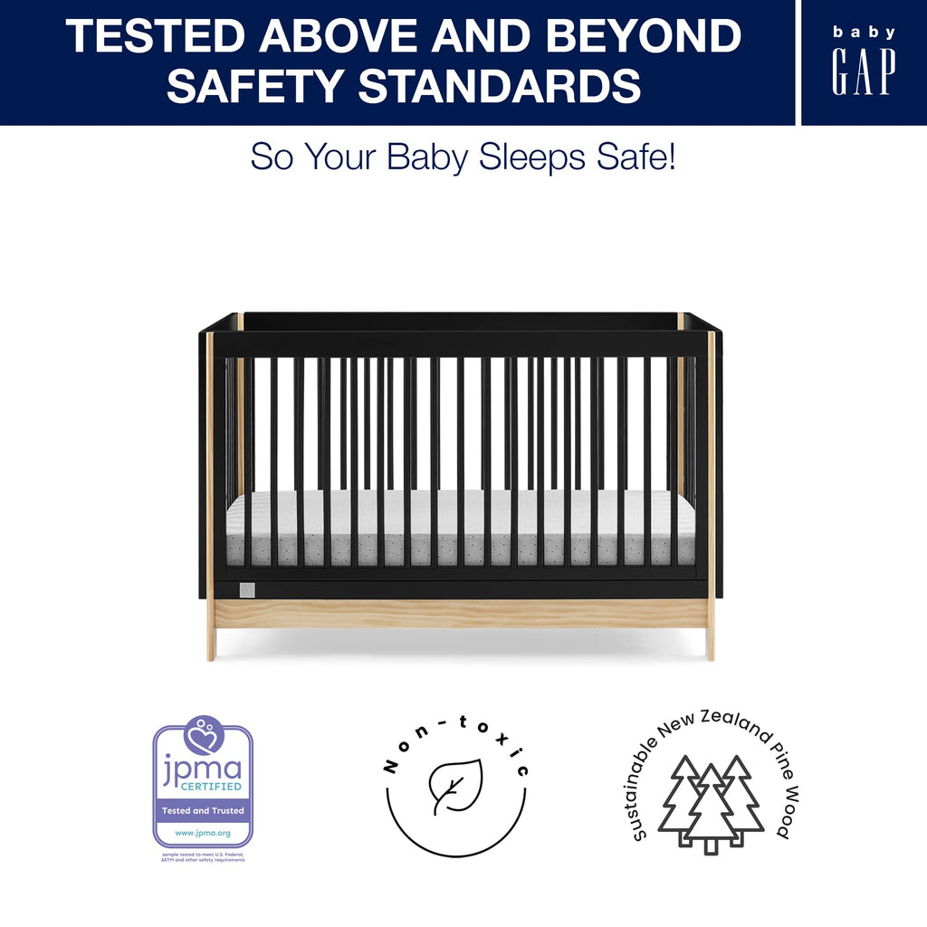 GAP babyGap Tate 4-in-1 Convertible Crib - Greenguard Gold Certified, Ebony/Natural