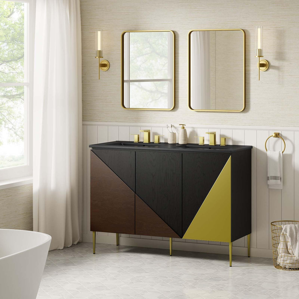 Modway EEI-6667-BLK-BLK Alchemist 48" Double Sink Bathroom Vanity, Black Black