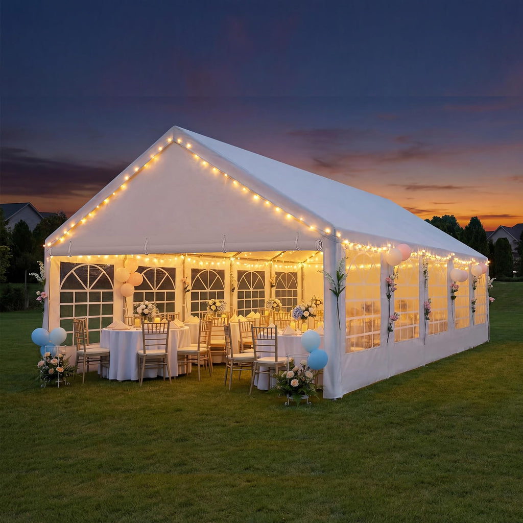 ADRERIC 16x32 Party Tent Heavy Duty White Canopy Large Outdoor Event Shelter with Removable Sidewalls, Waterproof Gazebo for Wedding, Backyard, Parties