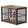 Lyromix 43'' Dog Crate Furniture with 3 Doors, XL Wooden Crate End Table Heavy Duty Indoor Puppy Cage for Medium to Large Dogs, Multiple Units Can be Combined