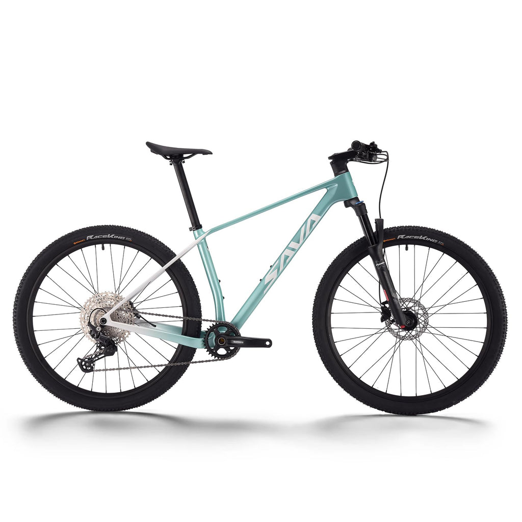 SAVADECK Carbon Fiber Mountain Bike with Shimano Deore M6100 12-Speed, MTB Bicycle with Hydraulic Disc Brakes(Green, 27.5 * 17)