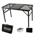 Portable Folding Aluminum Camping Table — IGT-Compatible Modular Camp Kitchen Table, Carbon Steel Mesh Top with Tactical Hooks & Carry Bag, for Camping Picnic Tailgating BBQ Outdoor Cooking