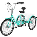 MOPHOTO Adult Tricycle 7 Speed, 20/24/26 Inch Low Step-Through Adult Trike with Large Rear Basket, 350 lbs Capacity 3 Wheel Bike for Seniors, Women and Men