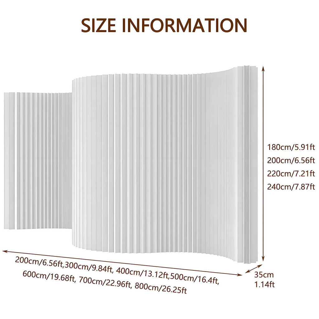 Portable Room Divider Wall, Foldable Room Partition, Adjustable Paper Privacy Screen, Folding Wall Dividers for Room Separation, Decorative Privacy Divider for Home Office Nursery Studio White-7x2m
