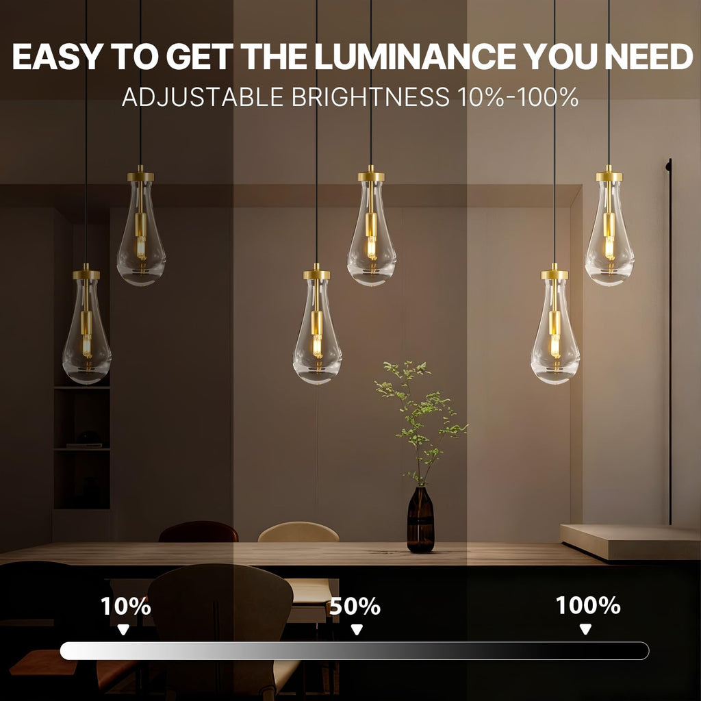 Raindrop Pendant Lights Kitchen Island: 2-Lights Crystal Teardrop Gold Pendant Light Fixture over Dining Table - Modern Glass Gold Rain Drop Ceiling Chandelier Bedroom Bathroom Breakfast Bar Lighting