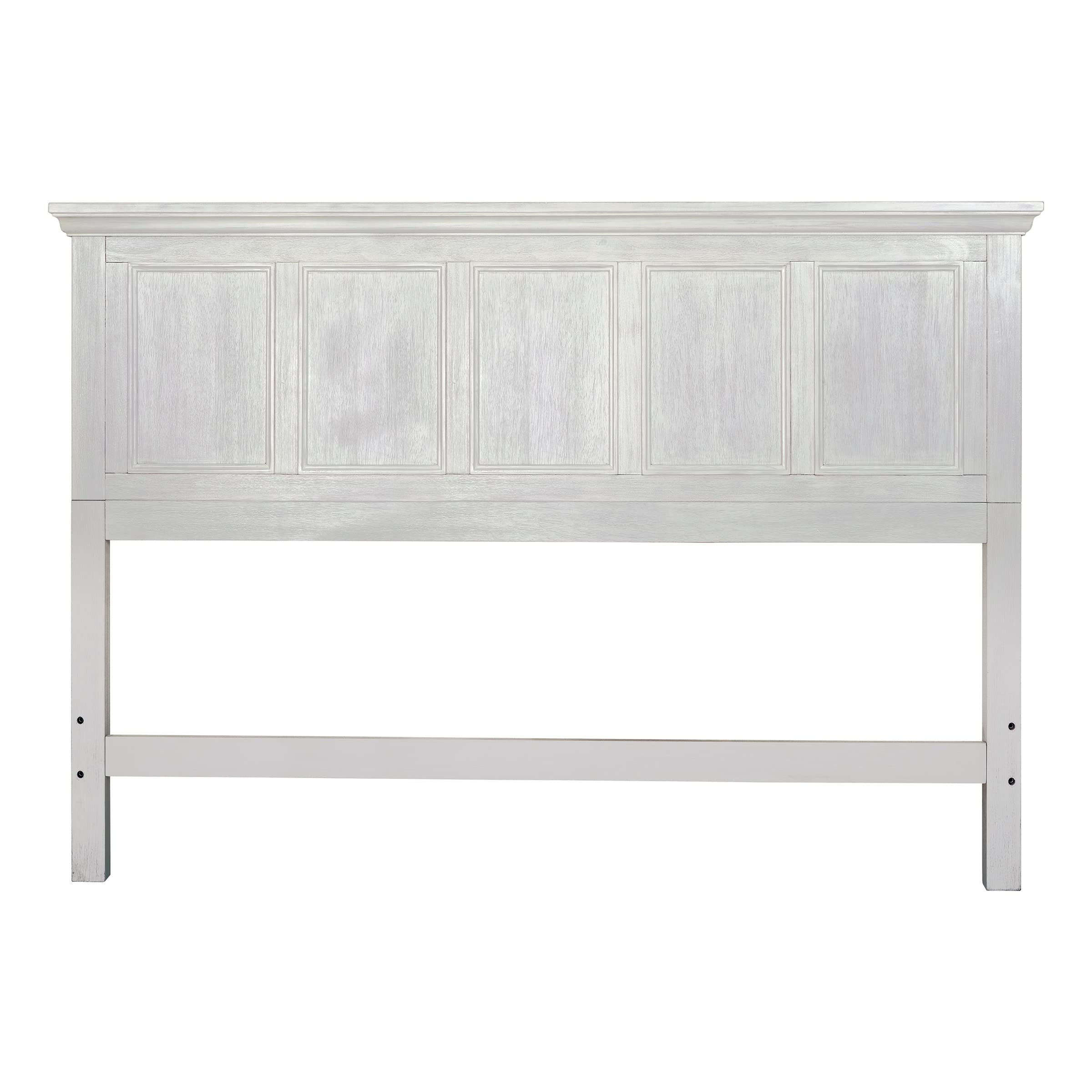 OSP Home Furnishings Farmhouse Basics King Headboard Only, Rustic White Finish