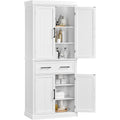 Yaheetech 72.5" Bathroom Floor Cabinet Wooden Storage Organizer with 4 Doors and 1 Drawer, Free-Standing Cupboard for Kitchen/Living Room/Bathroom Use, White