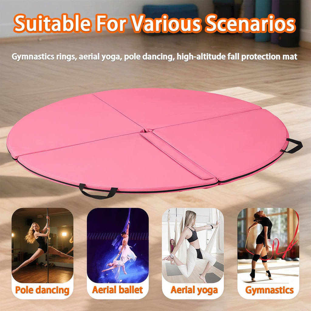Foldable Non-Slip Dance Pole Mat, EPE Foam Crash Pad for Fitness, Gymnastics, Aerial Yoga & Ballet - Portable Circular Exercise Mat for Safe Dancing
