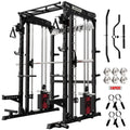 RitFit M2 Smith Machine with Cable Crossover System, 3D Functional Trainer & Power Cage, 16 Adjustment Holes, 6 Storage Pegs for Full-Body Home Gym(M2 Pro Black)