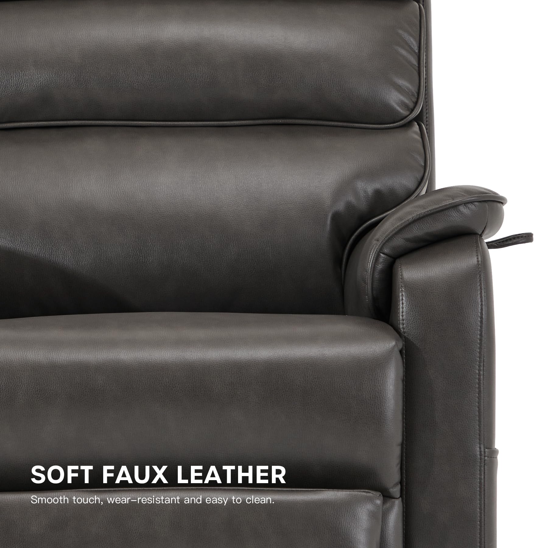 DYNOX 400 LBS Big Tall Man Large-Wide Power Dual Motor Lift Recliners Chairs for Elderly, Lay Flat Lift Chair with Infinite Positions, Heat & Massage, Extended Footrest (9298L,Faux Leather,Grey)