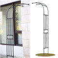 Galvanised Metal Garden Arch Trellis for Climbing Plants Heavy Duty Half Side Rose Wedding Arch Support Weatherproof Archway (Black 220x240cm/7.2x7.9ft)