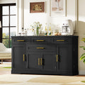 Concho 54" Buffet Cabinet with Storage, Kitchen Sideboards Small Coffee Bar Cabinet with 4 Drawers, Modern Kitchen Storage Cabinet for Living Room, Jet Black