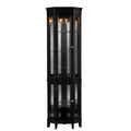 SEI Furniture Essex Corner Curio Cabinet - Adjustable Glass Shelves - 2 Tier With Black Finish, Transitional Style Pine, Black