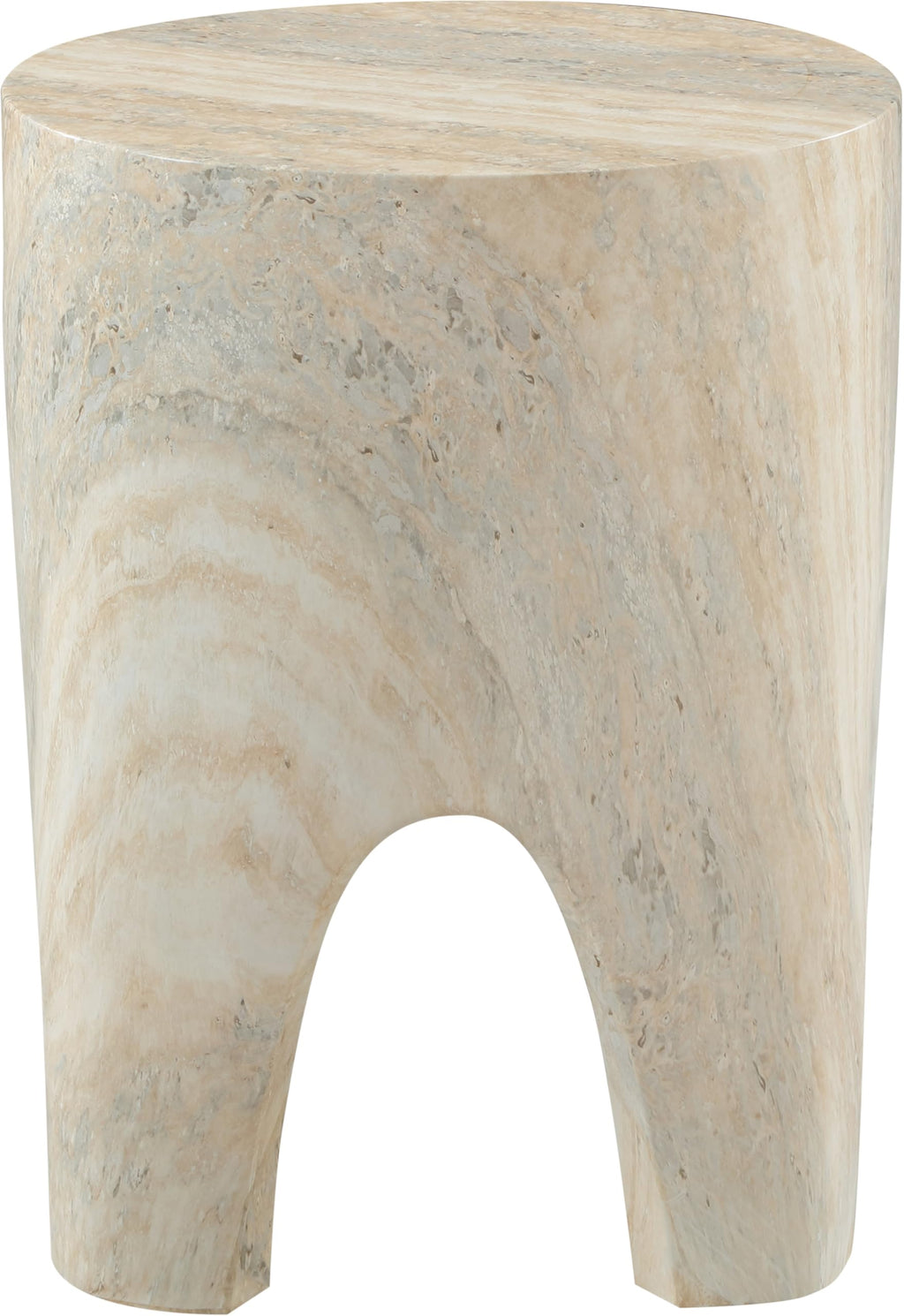 Meridian Furniture 99054Travertine-ET Foligno Collection Art Deco Indoor/Outdoor Concrete End Table with Travertine Finish, 14" W x 14" D x 18" H, Travertine