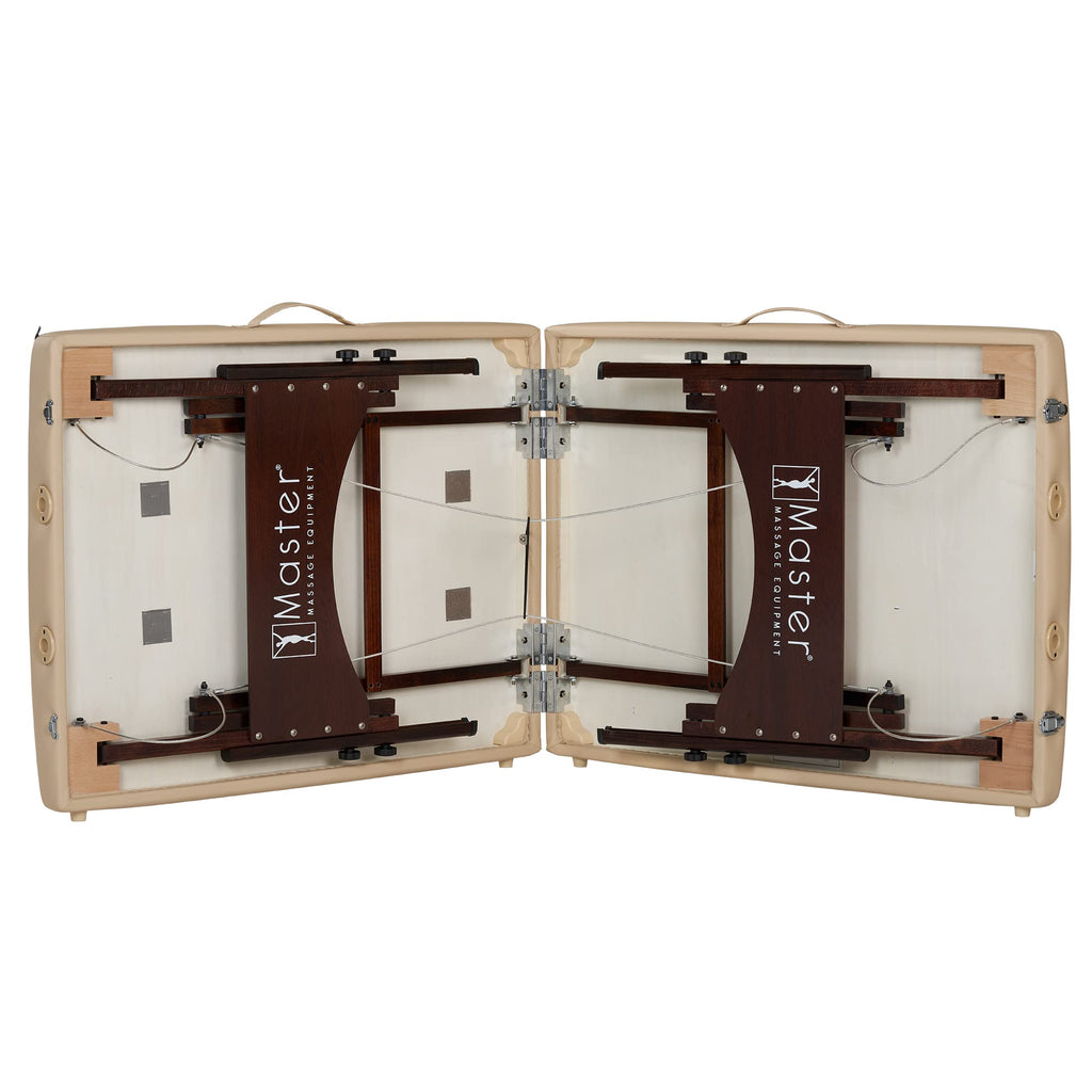 Master Massage 28" Argo Portable Massage Table in Cream with Walnut Legs- Spa Bed for Tabletop Exercise & Massage- Beauty Bed Tattoo Bed- Lash Table