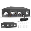 Canopy Tent, Heavy Duty Pop Up Canopy with Netting, Hexagonal Double Roof Patio Gazebo Shelter, Portable Outdoor Pergola for Backyard, 13x13 ft-Gray