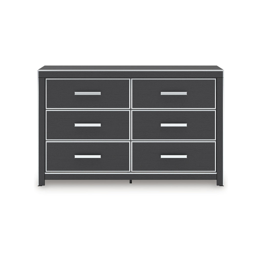Signature Design by Ashley Ravalori Contemporary 6-Drawer Dresser with Wood Finish, Black
