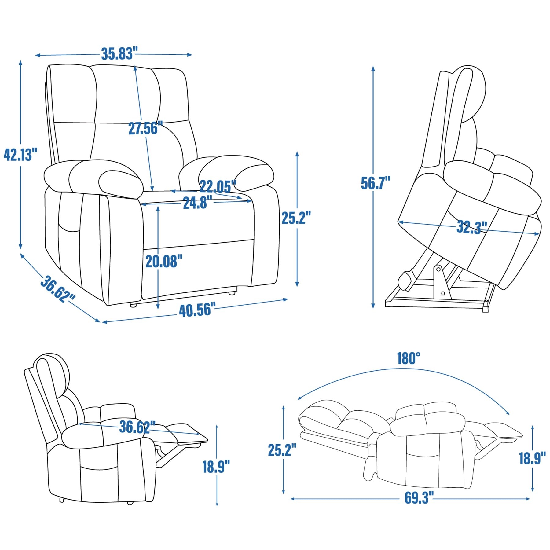 RHHVVR Oversized Power Lift Recliner Chair for Adults, Large Electric Lift Recliners with Massage Heating, Medium-Firm Electric Lay Flat Reclining Chair Sofa for Living Room, Chenille Beige
