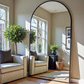 OGCAU Floor Full Length Mirror, 81"x41" Arched-Top Hanging, Leaning or Standing Mirror, Full Body Wall Mounted with Aluminum Frame for Living Room, Bedroom (Black)