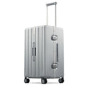 Hanke Premium 24 Inch Zipperless Medium Checked Luggage, Aluminum Frame Hard Shell PC Suitcase with TSA Lock and Multi-Handle Design, 8 Quiet Spinner Wheels for 1-2 Week Trip（Grey）