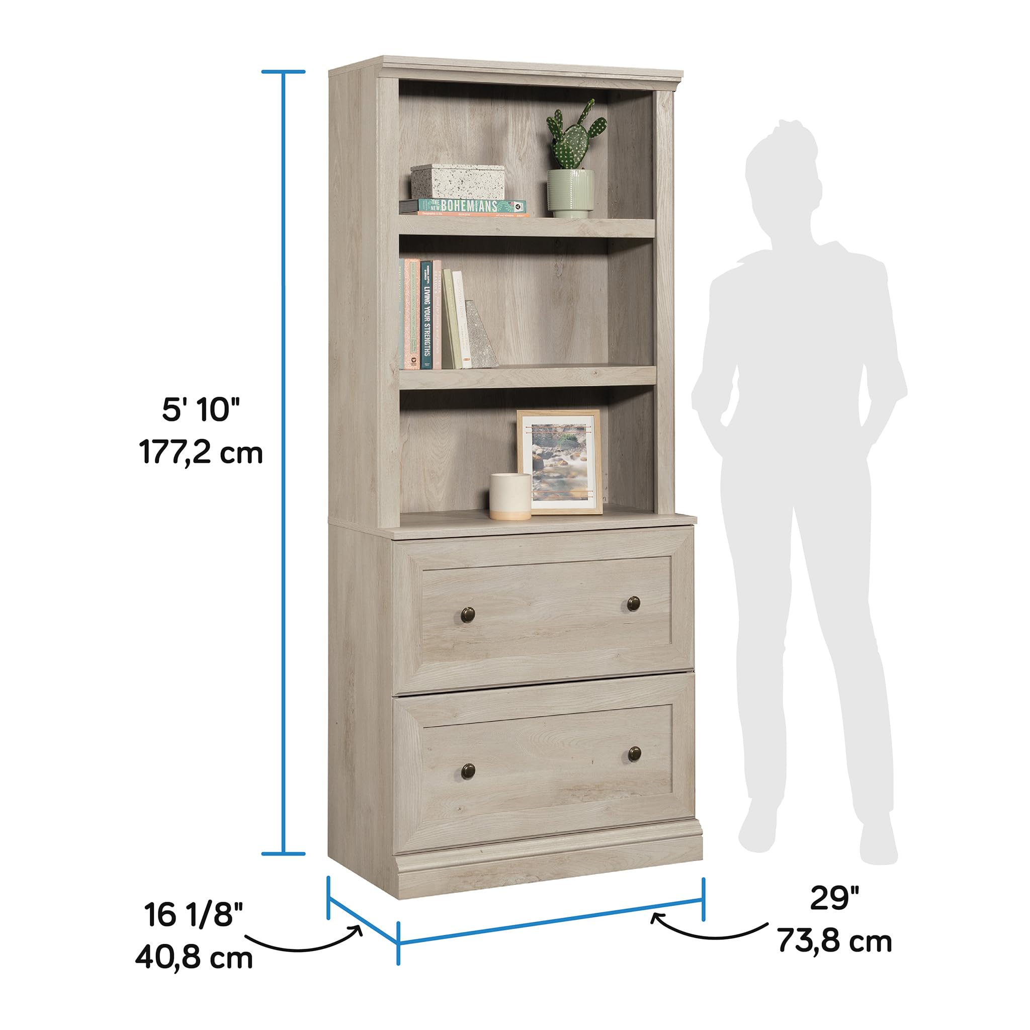 Sauder Miscellaneous Storage Library, Chalked Chestnut Finish