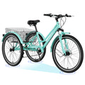 H&ZT Adult Tricycle, 3 Wheeled Bike, Trike Cruiser Bike, with 7-Speed Gear, Parking Brake Handle, Low Step, Large Rear Basket, Elderly Friendly, for Men, Women, and Teens