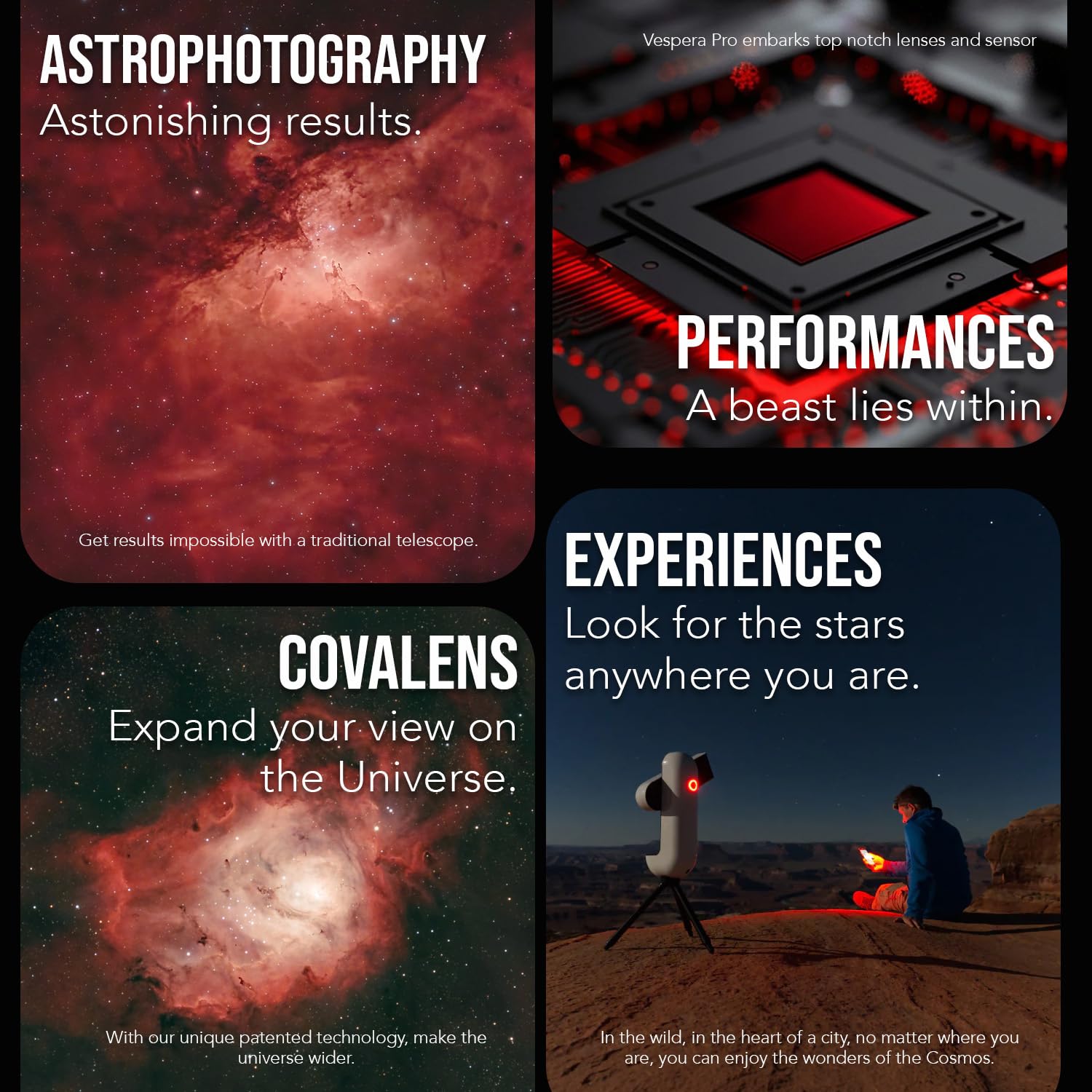 Vaonis Vespera Pro Smart Telescope with Observation Station Functionality – Compact Astrophotography Telescope - Automated Stargazing Camera – High-Resolution Imaging, App-Controlled for Astronomers