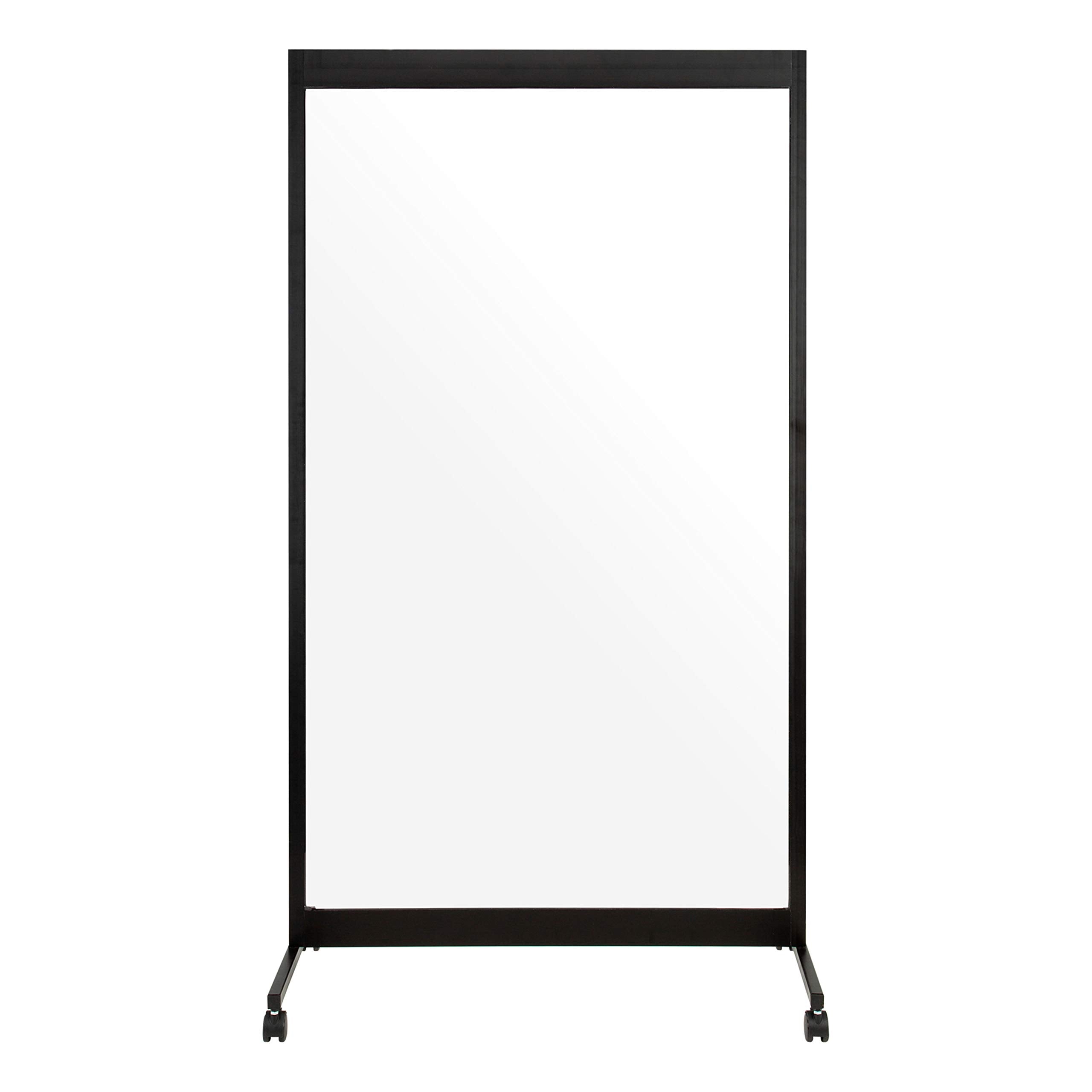 FDP Clear 3/16" Clear Acrylic Mobile Room Divider with Locking Casters for Social Distance Sneeze, Cough, Talk Guard, Protective Single-Panel Plexiglass Barrier for Classroom, Office, Reception Area
