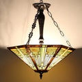 COTOSS Tiffany Pendant Light Fixtures,22" Wide Large Stained Glass Inverted Ceiling Pendant for Dining Room,Antique Style 3 Lights Hanging Lamp for Sitting Room Foyer