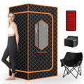 Smartmak Portable Steam Sauna, Personal Steam Sauna Box, Indoor Steam Sauna for Home, with 4L 1600W Steamer, Remote Control, Folding Chair (Orange, 33.8 * 33.8 * 65.7inch)
