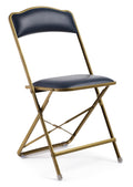 Folding Chairs with Padded Seats 4 Pack - Foldable Chair with Heavy-Duty Steel Frame, Elegant Party Bridge Chairs, Metal Chair for Outside, Home, Office, Indoor & Outdoor Events - Gold/Navy