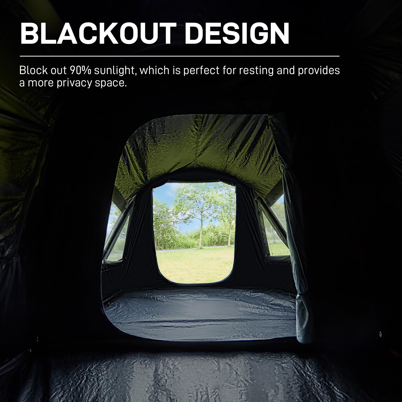 EVER ADVANCED 8 Person Blackout Design Cabin Tent, Camping Family Tent with Multi Room & Extra Porch and Rainfly, 2 Rooms Huge Portable with Carry Bag, Blue
