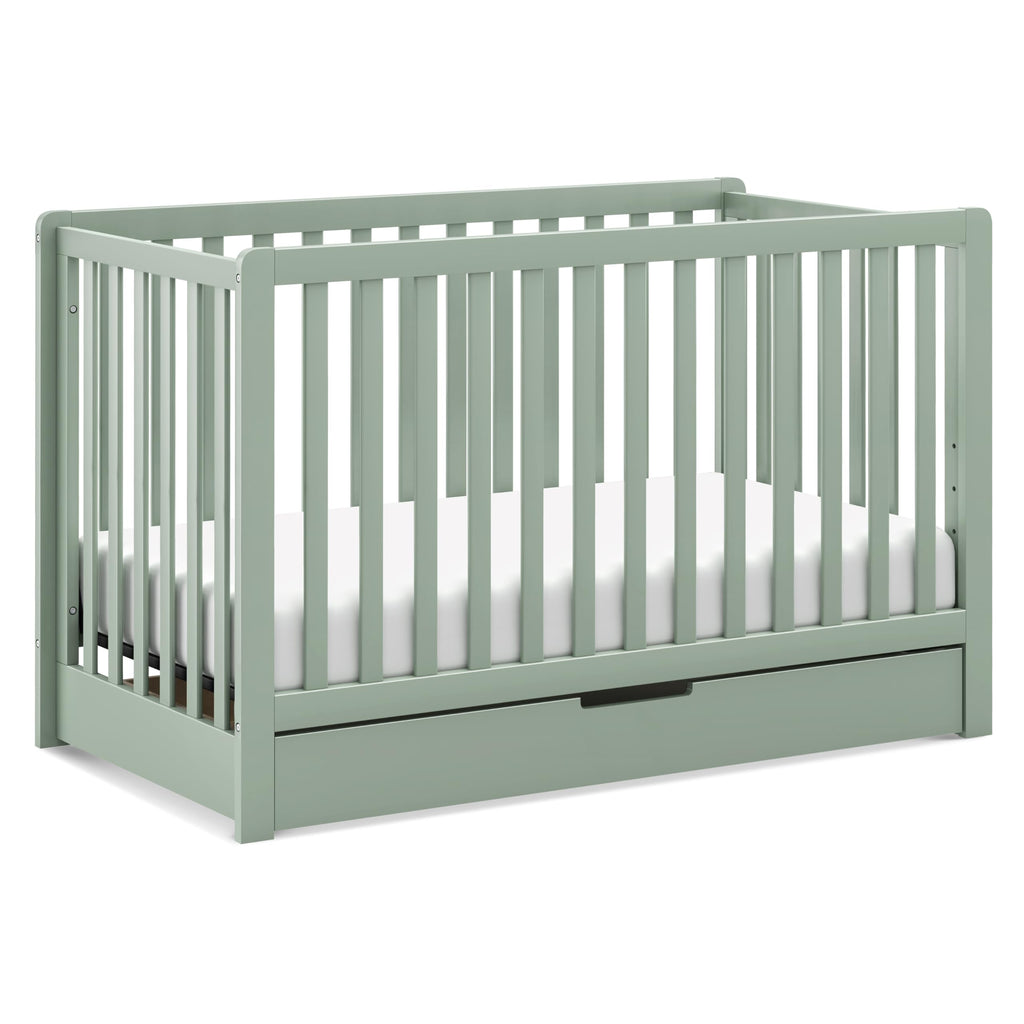 Carter's by Davinci Colby 4-in-1 Convertible Crib with Trundle Drawer in Light Sage, Greenguard Gold Certified, Undercrib Storage