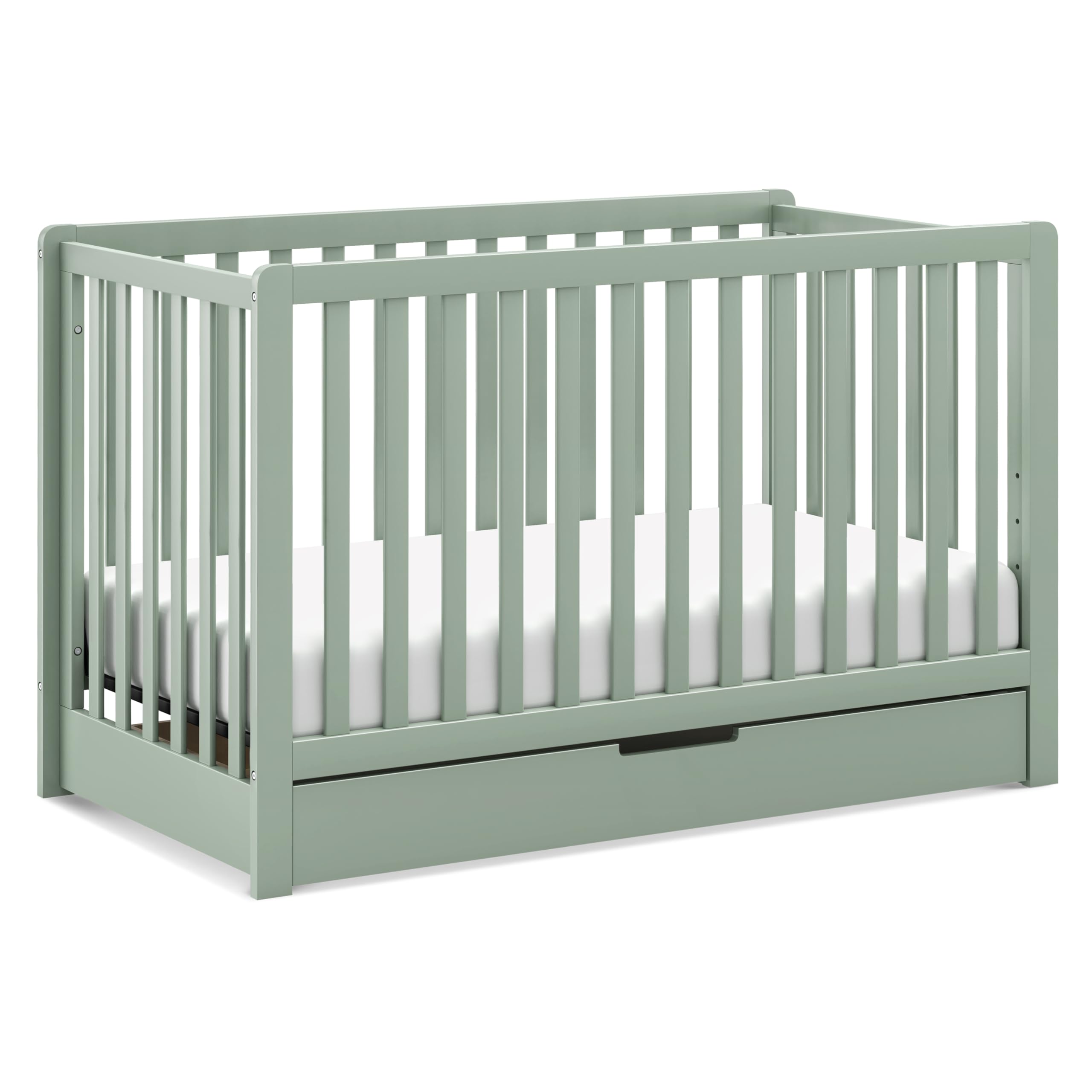 Carter's by Davinci Colby 4-in-1 Convertible Crib with Trundle Drawer in Light Sage, Greenguard Gold Certified, Undercrib Storage