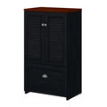 Bush Home Fairview 2 Door Storage Cabinet with File Drawer in Antique Black and Hansen Cherry