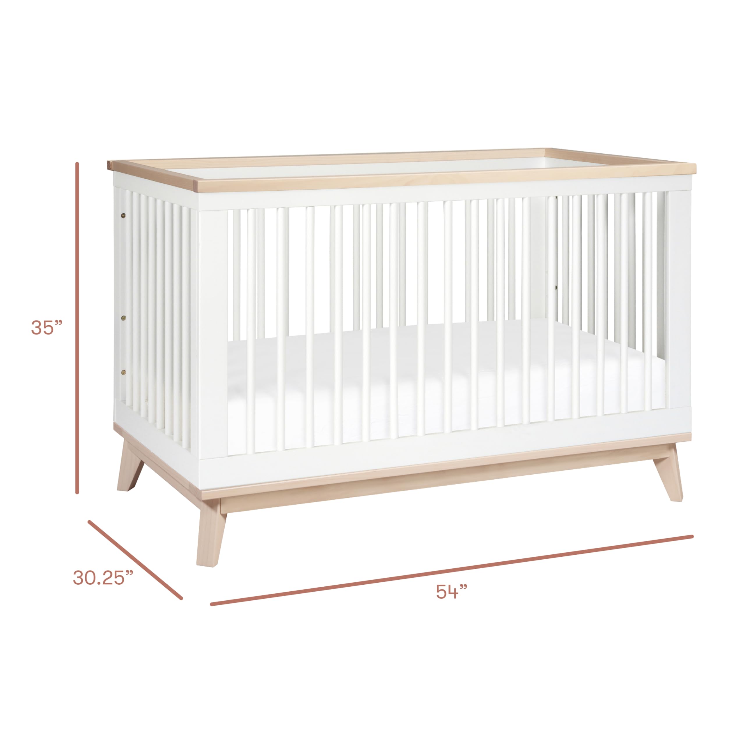 Babyletto Scoot 3-in-1 Baby Crib Convertible to Wooden Toddler Bed, Daybed - GREENGUARD Gold Certified - Easy Assembly, Made of 100% Solid Wood - Includes Toddler Conversion Kit - White/Washed Natural