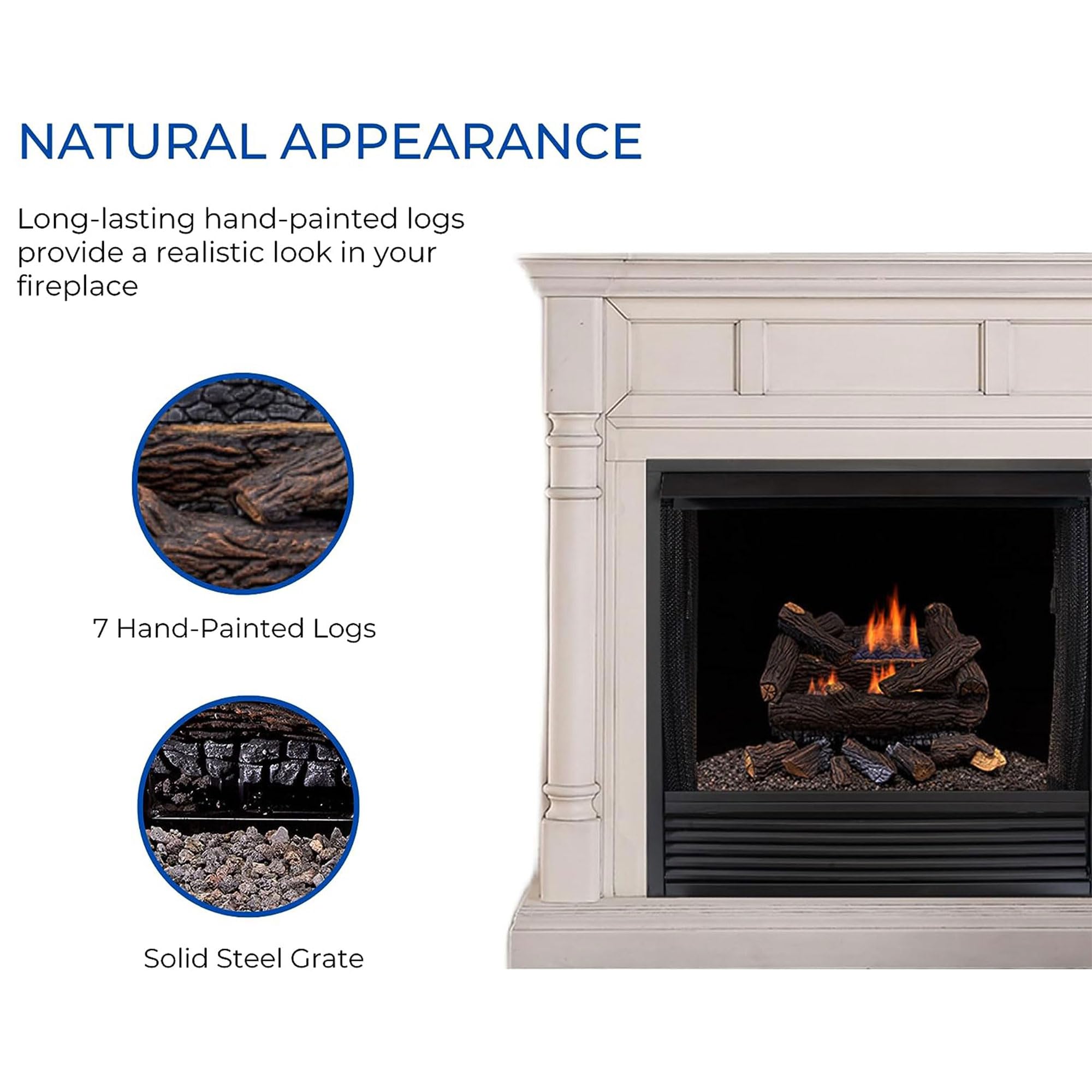 Duluth Forge DLS-18R-2 Dual Fuel Ventless Fireplace Logs Set with Remote Control, Use with Natural Gas or Liquid Propane, 30000 BTU, Heats up to 1000 Sq. Ft, Stacked Red Oak, 18 Inches