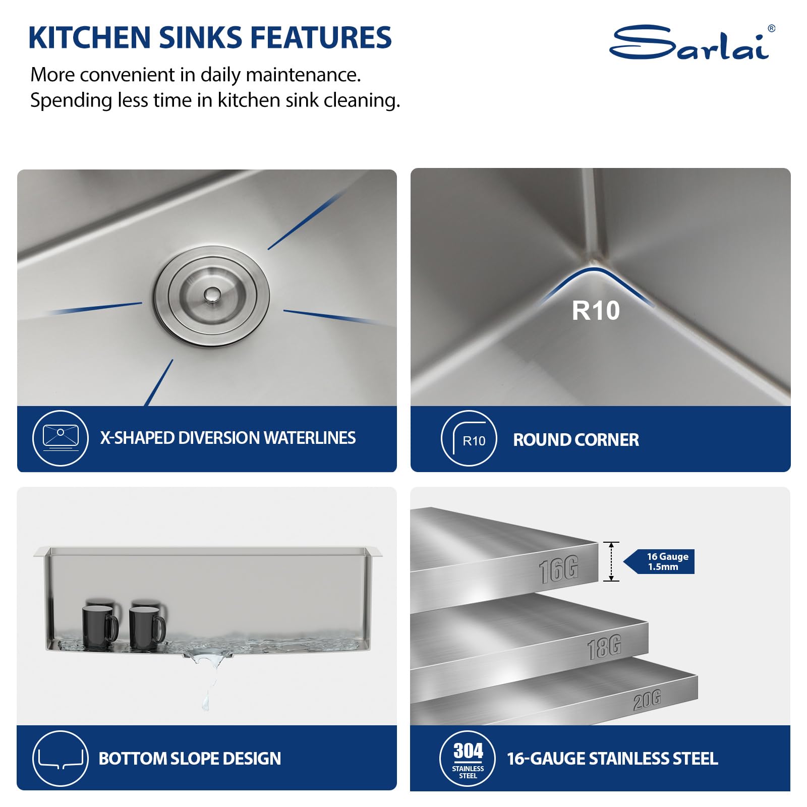 Sarlai 36 Farmhouse Sink Stainless Steel - 36x22 Inch Kitchen Sink Ledge Workstation Apron Front Single Bowl 16 Gauge Stainless Steel Luxury Undermount Farm Kitchen Sink
