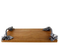 Vagabond House Pewter Autumn Vine Cheese Board Charcuterie Wood/Bar Board Acacia Hard Wood 10 inch Wide x 18 inch Long x 3 inch Tall