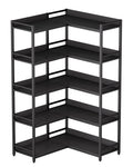 Large 5-Tier Corner Bookshelf - Modern Tall Corner Shelf Storage Display Rack with Sturdy Metal Frame - Perfect for Living Room, Home Office, Books and Decor Display