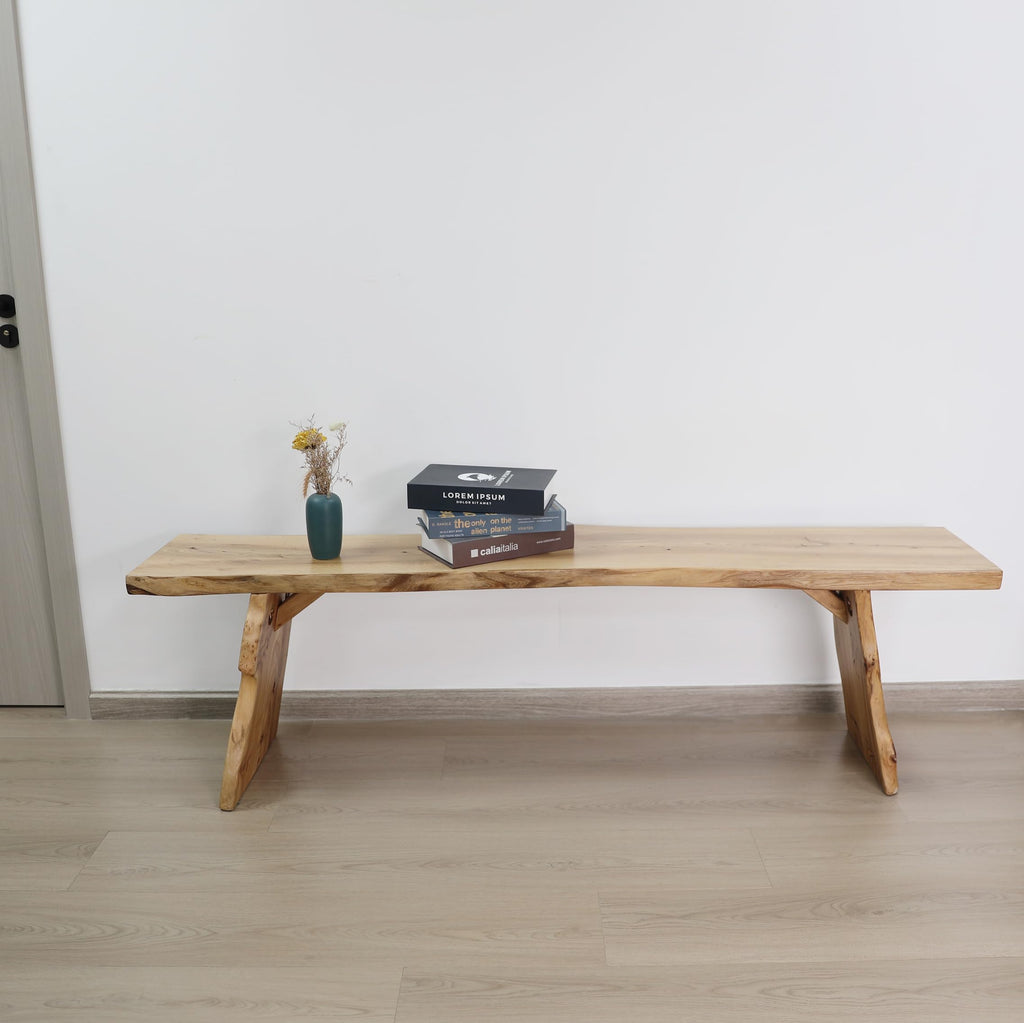 BALANBO Elm Wood Dining Bench Bedroom BenchesIn Footrest Stool Accent Bench for Entryway Dining Room Living Room Bedroom End of Bed Long 63IN