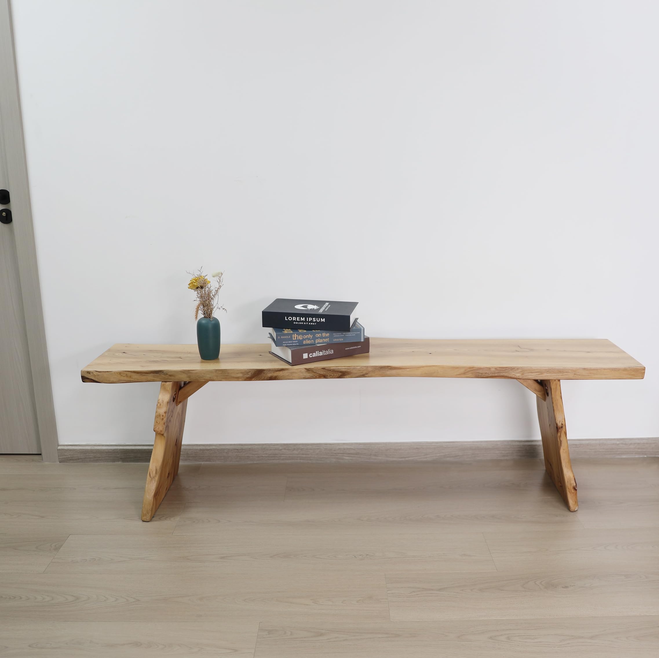 BALANBO Elm Wood Dining Bench Bedroom BenchesIn Footrest Stool Accent Bench for Entryway Dining Room Living Room Bedroom End of Bed Long 63IN