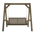 Amish Casual 5 Foot Roll Back Swing with A-Frame Stand in Dark Walnut - Freestanding Wood Porch Swing for Patio, Yard or Garden