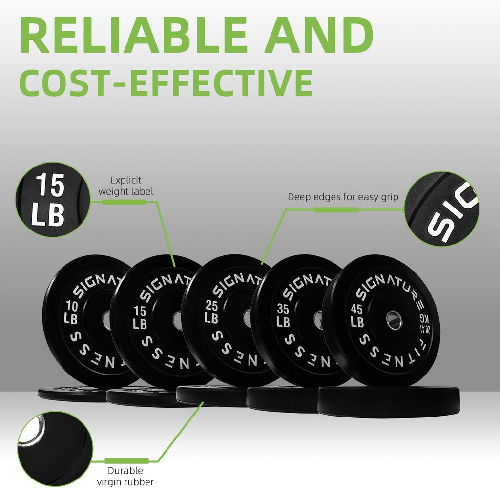 Fitvids Olympic Bumper Plates Set, 2" Weight Plates for Strength Training & Weightlifting, Set: 260 lbs (2x 10/15/25/35/45 Pairs)
