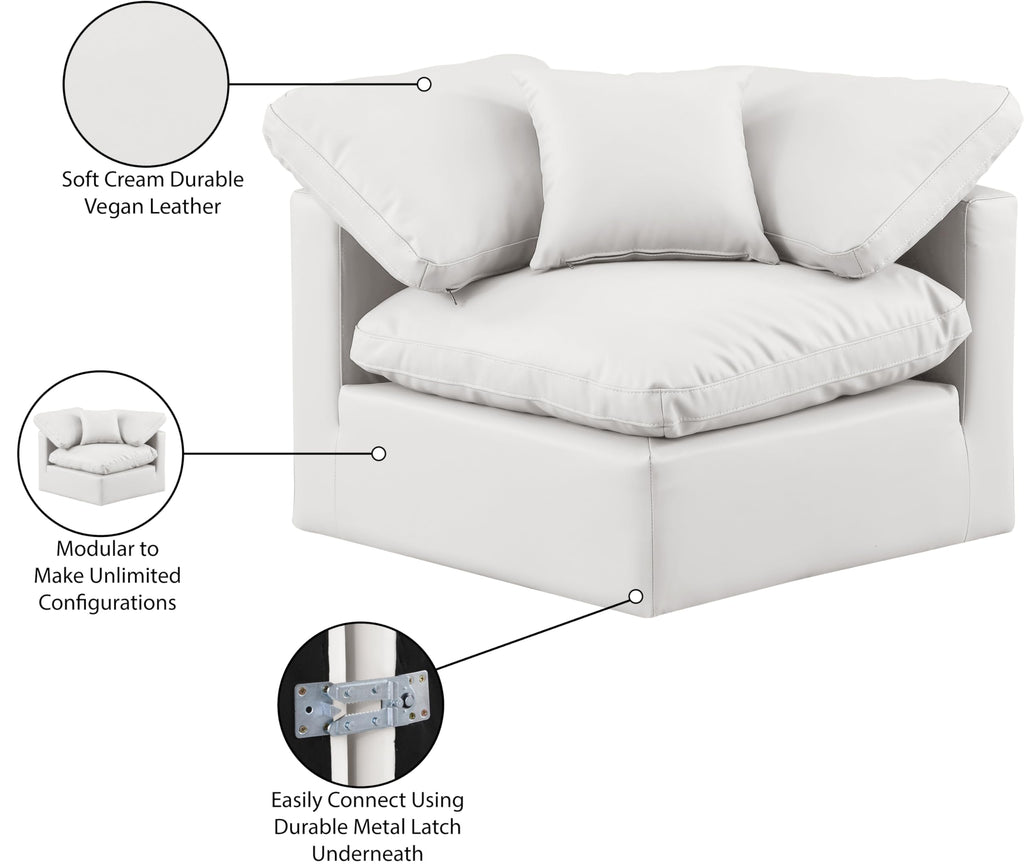 Meridian Furniture Indulge Vegan Leather Corner Chair in Cream