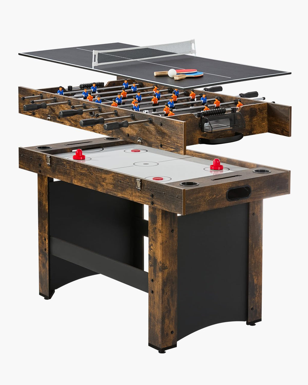 VEVOR 3-in-1 Combo Game Table Set, 54" Air Hockey Table, Multi Combination Table with Air Hockey, Ping Pong, Foosball, Pushers & Pucks, Air Powered Arcade Hockey Table for Family Game Room Office