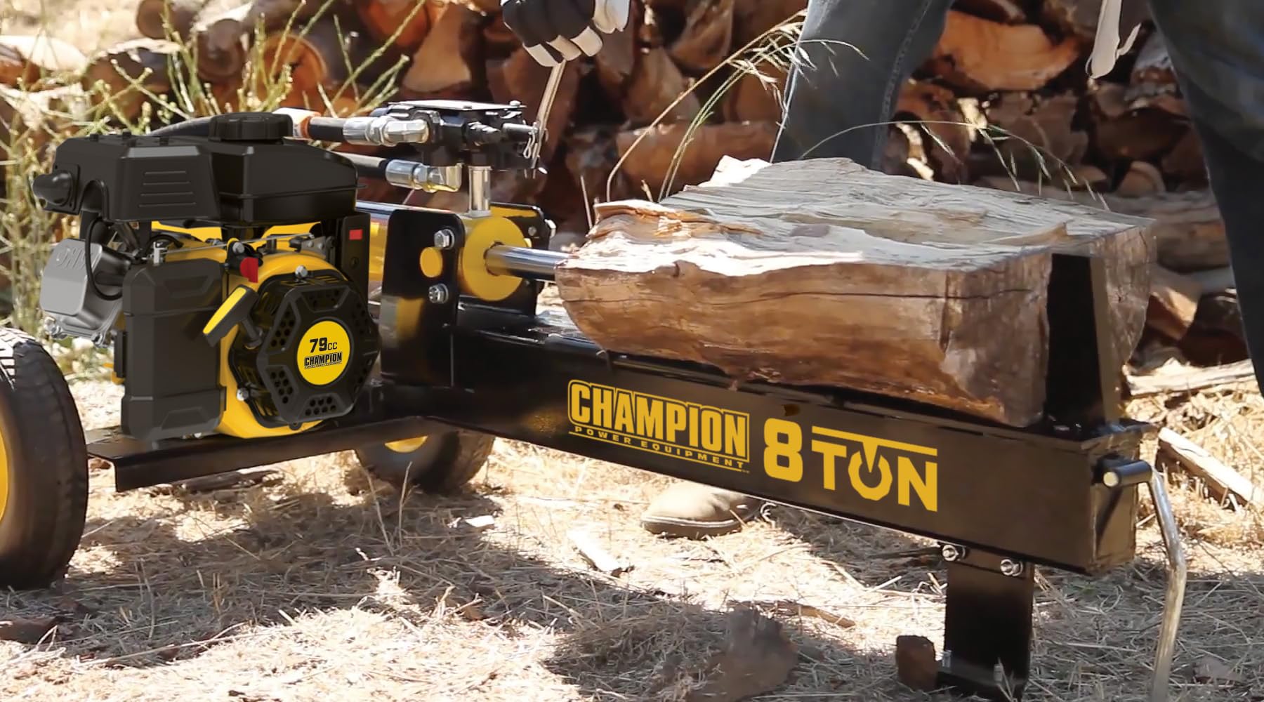 Champion Power Equipment 8-Ton Compact Horizontal Gas Log Splitter with Auto Return