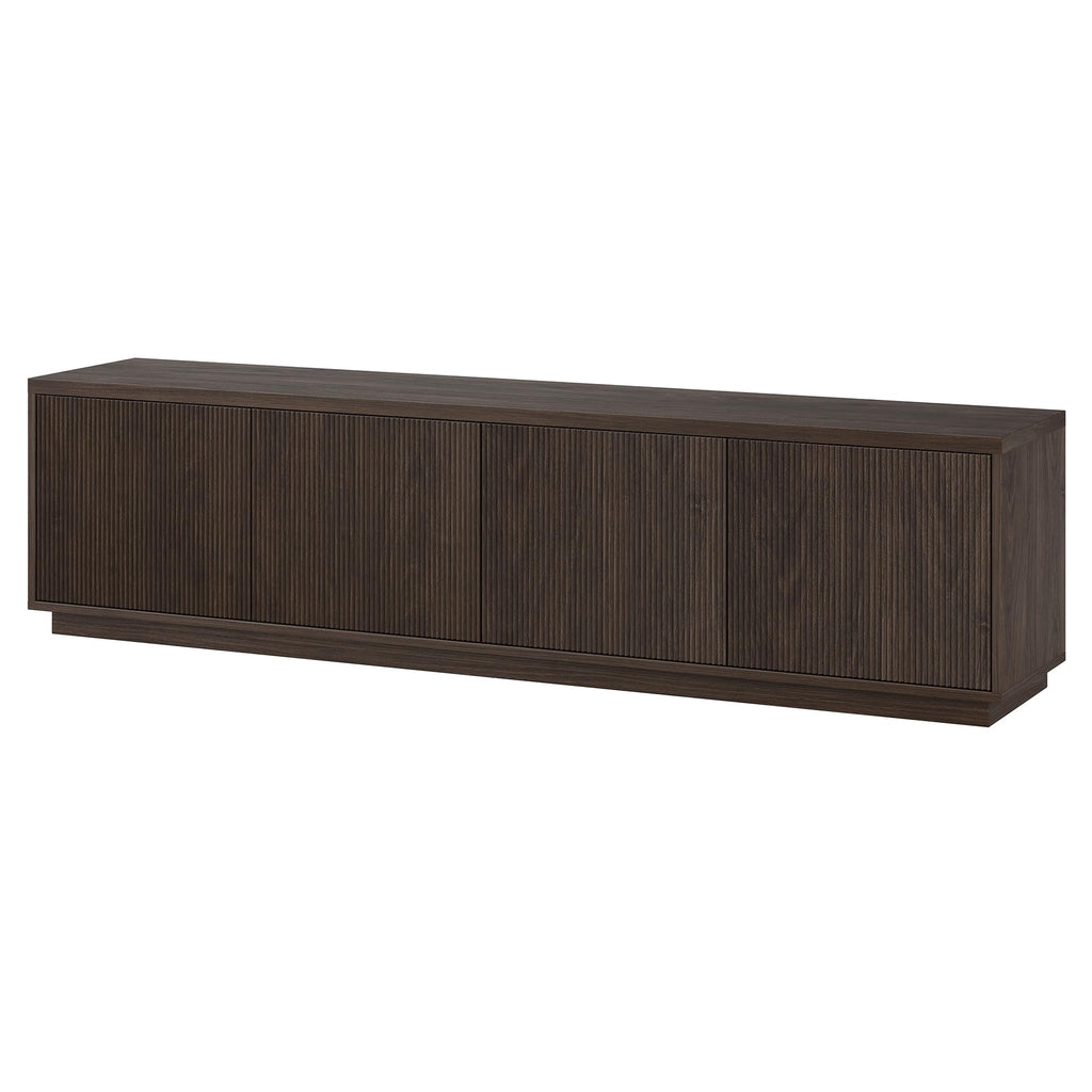 Henn&Hart Fluted TV Stand for TVs up to 85" with 2 Concealed Ribbed Storage Cabinets and Adjustable Shelves for Living Room, Family Room, or Office, Rich Brown